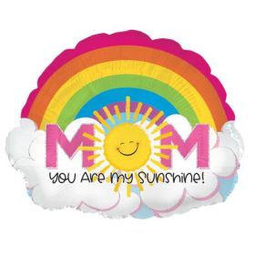 22 inch CTI Mom You Are My Sunshine Rainbow Shape Foil Balloon - flat