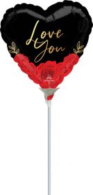9 inch Anagram Love You Romantic Roses Heart Foil Balloon - flat