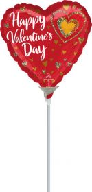 9 inch Anagram Happy Valentine's Day Glitter Hearts Foil Balloon - flat
