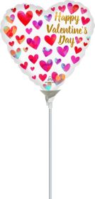 9 inch Anagram Happy Valentine's Day Painterly Hearts Foil Balloon - flat