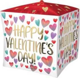15 inch Anagram Happy Valentine's Day Painted Hearts Cubez - Pkg