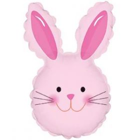 12 inch CTI Happy Bunny Pink Easter Foil Balloon - flat