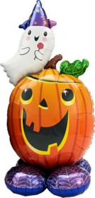 56 inch Anagram Pumpkin/Ghost Airloonz Shape Foil Balloon - Packaged
