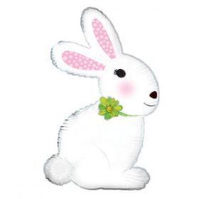 10 inch CTI Side View Bunny Easter Foil Balloon - flat