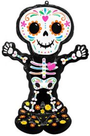 52 inch Anagram Day of the Dead Skeleton Airloonz Shape Foil Balloon - Packaged