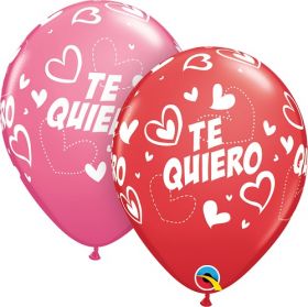 11 inch Qualatex Valentine's Te Quiero Mix & Match Hearts Latex Balloons- 50 count
