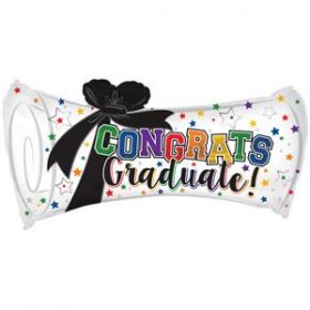 30 inch CTI Congrats Graduate Diploma Shape Foil Balloon with Ribbon - flat