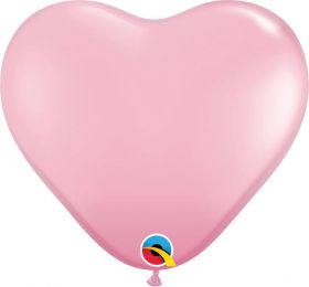 6 inch Qualatex Pink Heart Shape Latex Balloons - 100 count