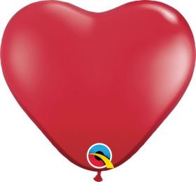 6 inch Qualatex Ruby Red Heart Shape Latex Balloons - 100 count