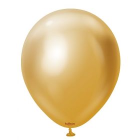 12 inch Kalisan Gold Mirror Chrome Latex Balloons - 50 ct