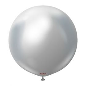36 inch Kalisan Silver Mirror Chrome Latex Balloons - 2 ct