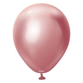 5 inch Kalisan Pink Mirror Chrome Latex Balloons - 100ct