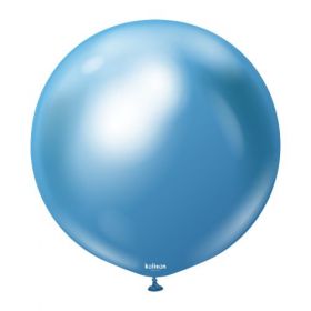 18 inch Kalisan Blue Mirror Chrome Latex Balloons - 25 ct