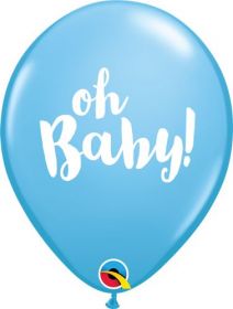 11 inch Qualatex Oh Baby Pale Blue Latex Balloons- 50 count