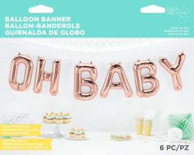 16 inch Rose Gold Oh Baby Foil Letter Balloon Kit - AIR FILL