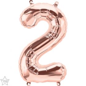 16 inch Rose Gold Number 2 Foil Mylar Balloon