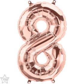 16 inch Rose Gold Number 8 Foil Mylar Balloon