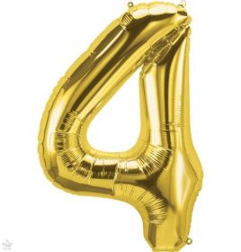 16 inch Northstar Gold Number 4 Foil Mylar Balloon