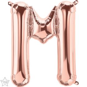 16 inch Rose Gold Letter M Foil Mylar Balloon