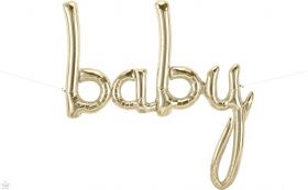 42 inch Baby White Gold Script Foil Letter Balloon