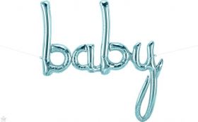 46 inch Baby Pastel Blue Script Foil Letter Balloon