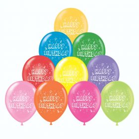 11 inch Tuf-Tex Happy Birthday 2 Sided Latex Balloons - 100 count