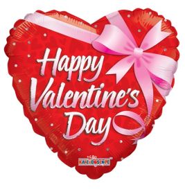 18 inch Kaleidoscope Happy Valentine's Day Gift Foil Heart Balloon - flat