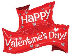 36 inch Happy Valentine's Day Banner Shape Foil Heart Balloon - Pkg