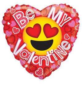 18 inch Kaleidoscope Be My Valentine Smiley Love Emoticon Gellibean Heart Balloon - flat