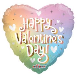 18 inch Kaleidoscope Happy Valentines Day Soft Rainbow Foil Balloon - flat