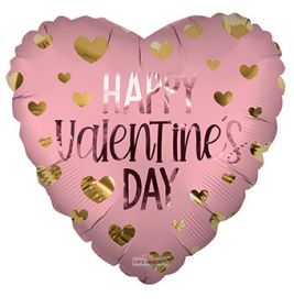 18 inch Kaleidoscope Happy Valentines Day Hearts Matte Foil Balloon - flat