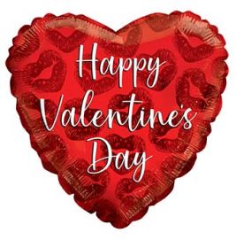 18 inch Kaleidoscope Happy Valentine's Red Kisses Foil Balloon - Pkg