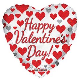 18 inch Kaleidoscope Happy Valentine's Prismatic Hearts Foil Balloon - Pkg