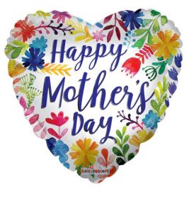 18 inch Kaleidoscope Happy Mother's Day Painted Flowers Foil Balloon - Pkg