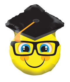 18 inch Smiley Face with Grad Cap Shape Foil Balloon