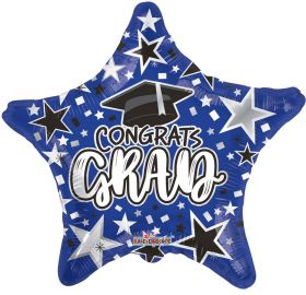 18 inch Congrats GRAD Star Foil Balloon - Blue