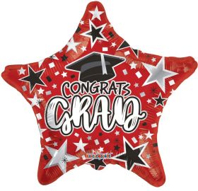 18 inch Congrats GRAD Star Foil Balloon - Red