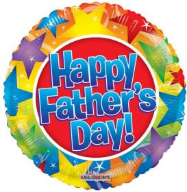 18 inch Happy Father's Day Stars Foil Mylar Circle Balloon