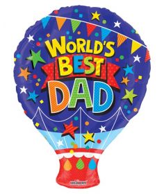 18 inch Worlds Best Dad Gellibean Hot Air Balloon Shape Balloon
