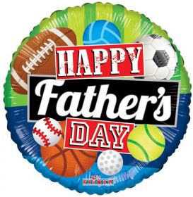 18 inch Happy Father's Day Sports Foil Mylar Circle Balloon