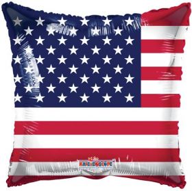 18 inch American Flag Foil Mylar Patriotic Square Balloon