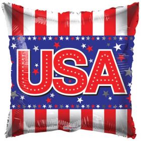 18 inch USA Foil Mylar Patriotic Square Shape Balloon