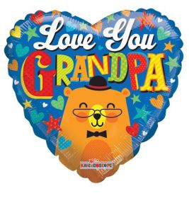 18 inch Love You Grandpa Bear Foil Mylar Heart Shape Balloon