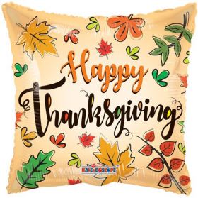 18 inch Happy Thanksgiving Square Foil Mylar