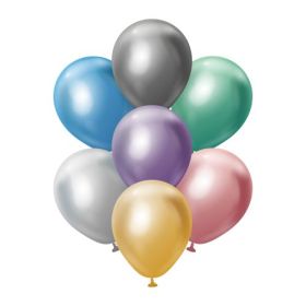 12 inch Kalisan Assorted Color Mirror Chrome Latex Balloons - 50 ct