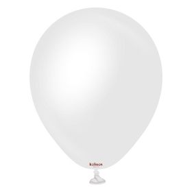 5 inch Kalisan Opaque Satin Snow White Latex Balloons - 50 ct
