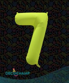 34 inch Decochamp Neon Yellow Number 7 Foil Balloon