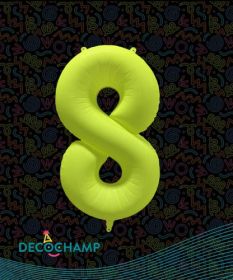 34 inch Decochamp Neon Yellow Number 8 Foil Balloon