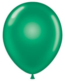 11 inch Tuf-Tex Crystal Emerald Green Latex Balloons - 100 count