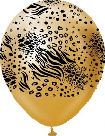 12 inch Kalisan Safari Mutant Printed Latex Balloons - Mirror Gold - 25ct